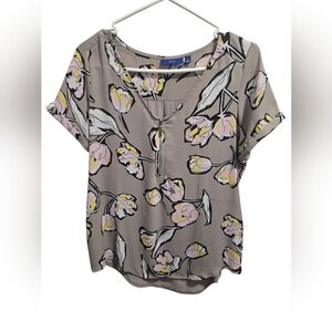 Apt. 9 Women's Small Floral Gray Blouse